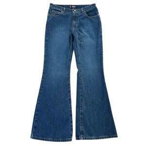 Bongo Women's Jeans Size 7 Blue Denim Low Rider Flare Leg Y2K Vintage 30x30